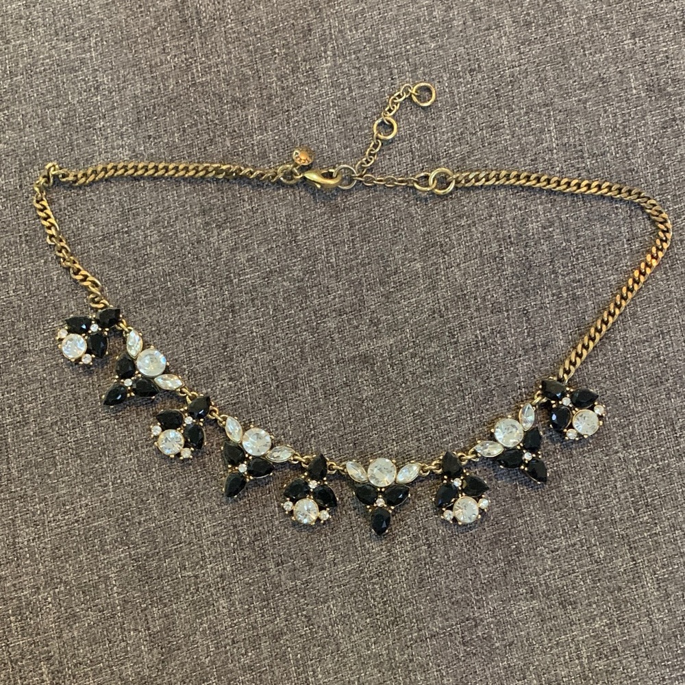 J. Crew Black and Gold Floral Necklace
